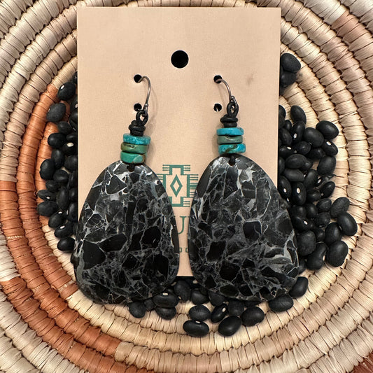 Turquoise and Black Slab Earrings