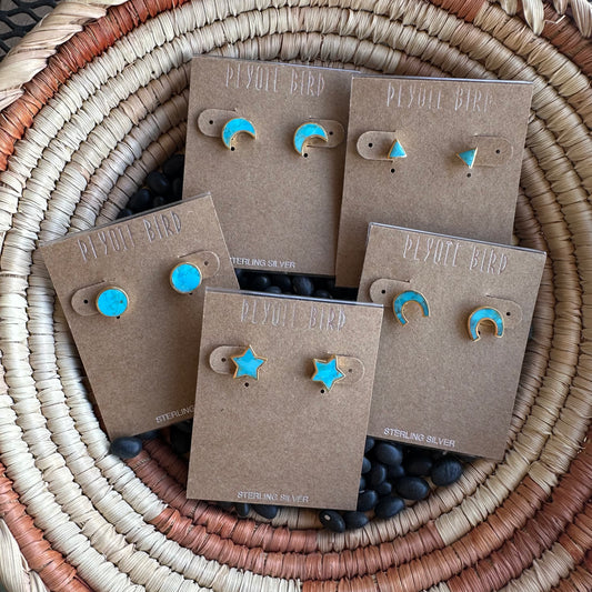 Horseshoe Stud Earrings - gold plated bezel