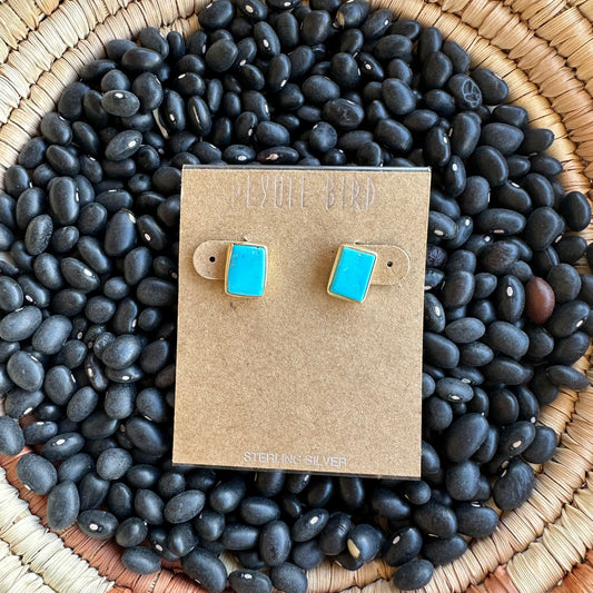 Rectangle Nomad Studs - gold bezels