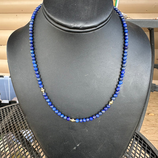 Lapis and Gold Plate Strand