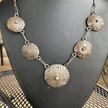 Vintage Dome Concho and Link Necklace
