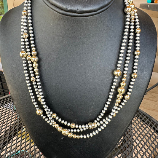 Navajo Pearls with Gold Bead Spacers