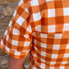 Women's Short Sleeve Fishing Shirt - Burnt Orange Check