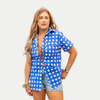 Women's Short Sleeve Fishing Shirt - Royal Blue Check