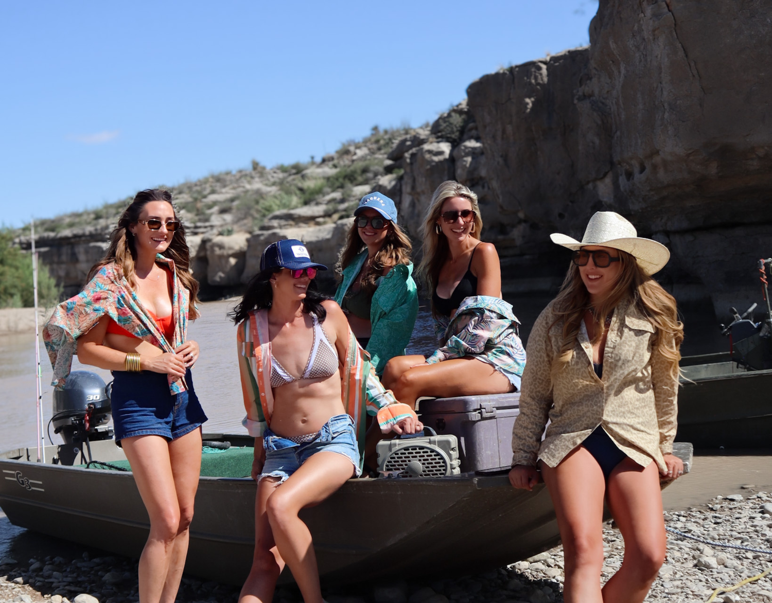Group of women wearing fishing shirts in West Texas