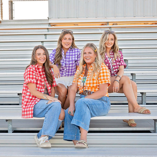 Women's Short Sleeve Fishing Shirt - Purple Check