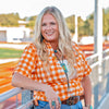 Women's Short Sleeve Fishing Shirt - Burnt Orange Check