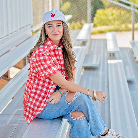 Women's Short Sleeve Fishing Shirt - Red Check