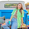 Women's Short Sleeve Fishing Shirt - Green Check