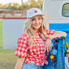Women's Short Sleeve Fishing Shirt - Red Check